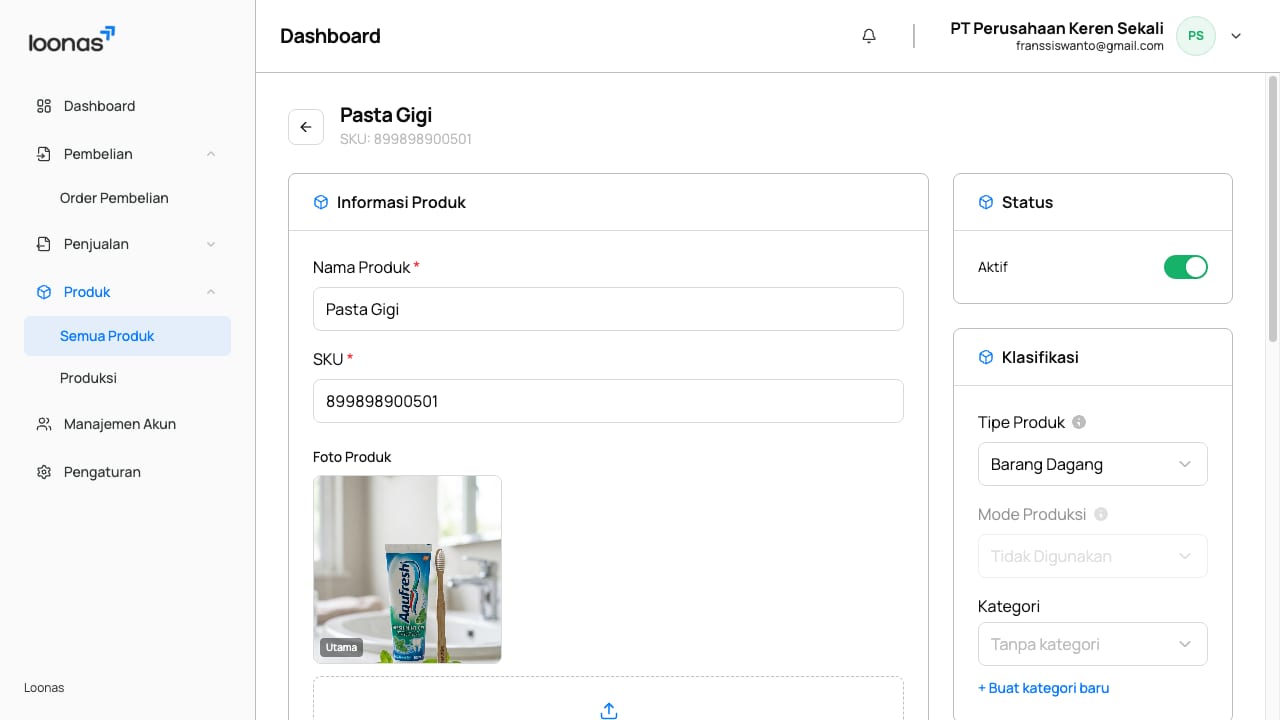 Form produk barang dagang siap jual