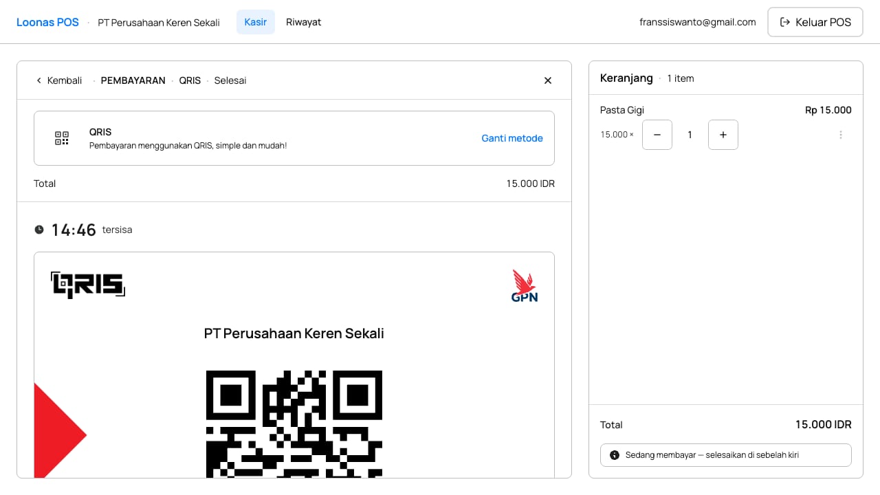 Pembayaran QRIS dengan QR Code di kasir